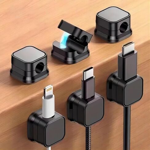6 PCS Cable Straps Organizer for Bundling Earphone ، منظم إدارة الكابلات القابل لإعادة الاستخدام ، منظم في المنزل ، المكتب ، المطبخ ، المدرسة ، أسود مستدير in Saudi Arabia