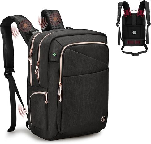 حقيبة ظهر سويس ديجيتال ديزاين كاتي روز للنساء باللون الأسود مع سحابات ذهبية وردية حقيبة ظهر للكمبيوتر المحمول للسفر في الكلية SD1006M-01 in Kuwait