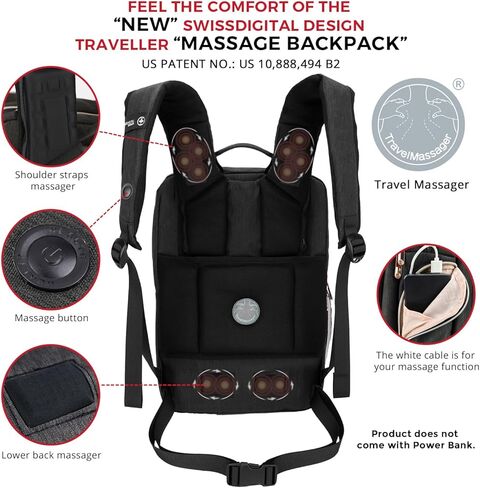 حقيبة ظهر سويس ديجيتال ديزاين كاتي روز للنساء باللون الأسود مع سحابات ذهبية وردية حقيبة ظهر للكمبيوتر المحمول للسفر في الكلية SD1006M-01 in Kuwait