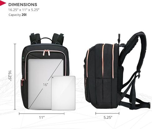 حقيبة ظهر سويس ديجيتال ديزاين كاتي روز للنساء باللون الأسود مع سحابات ذهبية وردية حقيبة ظهر للكمبيوتر المحمول للسفر في الكلية SD1006M-01 in Kuwait