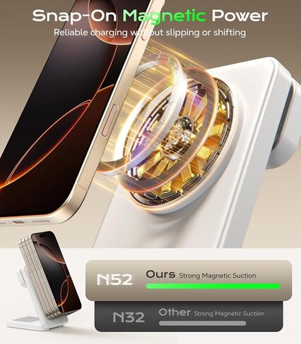 3 في 1 شاحن لاسلكي مغناطيسي لأجهزة Apple ، 15W Fast-Mag-Safe Station قابل للطي متوافق مع iPhone 17 16 15 14 13 12 ، Watch Charger Stand for Apple Watch & Airpods ، Black in Kuwait