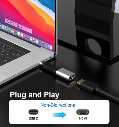USB C Type-C إلى محول HDMI ، الهواتف إلى TV HDMI 2.0 4K@60Hz 2K@144Hz 1080P@120Hz ، مع iPhone16/15 ، MacBook Pro/Air 2023 ، iPad Pro ، IMAC ، S23 ، XPS 17 ، Surface Book ، [Thunderbolt 3/4/4/5 in Kuwait