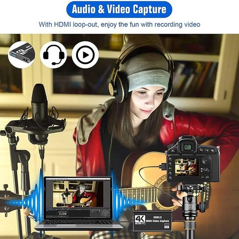 Video Capture Card, Switch Capture Card for Switch, 4K 1080P 60FPS for Streaming Video Recording for/DSLR/Camera in Saudi Arabia
