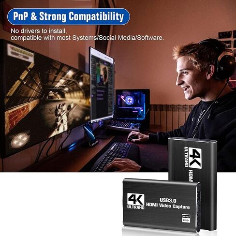 Video Capture Card, Switch Capture Card for Switch, 4K 1080P 60FPS for Streaming Video Recording for/DSLR/Camera in Saudi Arabia