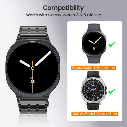 LETOID Magnetic Metal Band Designed for Samsung Galaxy Watch 8 40mm/44mm, Watch 8 Classic 46mm, Men Stainless Steel Adjustable Replacement Strap Solid Magnet Clasp Wristbands in Kuwait