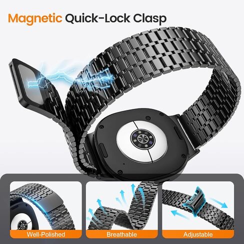 LETOID Magnetic Metal Band Designed for Samsung Galaxy Watch 8 40mm/44mm, Watch 8 Classic 46mm, Men Stainless Steel Adjustable Replacement Strap Solid Magnet Clasp Wristbands in Kuwait