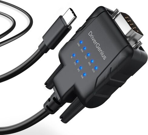 DriverGenius الصناعي USB النوع C إلى محول محول RS232 DB9 التسلسلي مع 9 × LEDs - متوافق مع Win11/10 ، MacOS in Kuwait