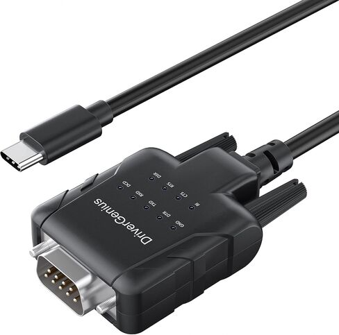 DriverGenius الصناعي USB النوع C إلى محول محول RS232 DB9 التسلسلي مع 9 × LEDs - متوافق مع Win11/10 ، MacOS in Kuwait