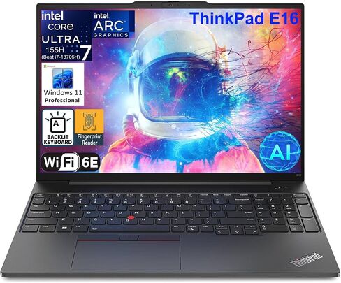Lenovo Thinkpad E16 G2 16 "FHD+ Business Computer ، Intel 16-Core Ultra 7 155H (Beat Ultra 7 255U) ، 32GB DDR5 RAM ، 1TB PCIE SSD ، WIFI 6E ، لوحة مفاتيح خلفية ، بصمات الأصابع ، Windows 11 Pro in Saudi Arabia