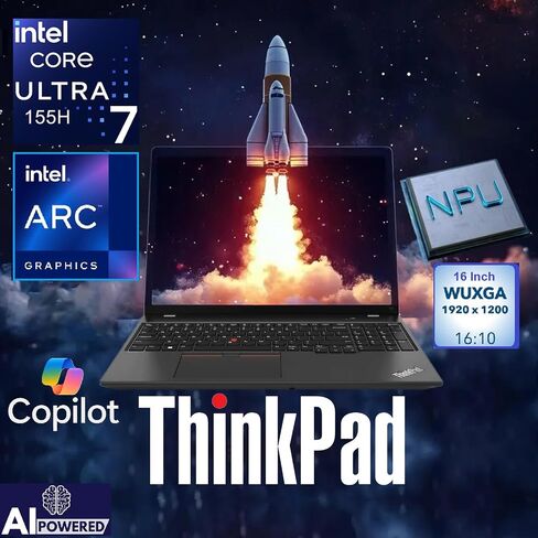 Lenovo Thinkpad E16 G2 16 "FHD+ Business Computer ، Intel 16-Core Ultra 7 155H (Beat Ultra 7 255U) ، 32GB DDR5 RAM ، 1TB PCIE SSD ، WIFI 6E ، لوحة مفاتيح خلفية ، بصمات الأصابع ، Windows 11 Pro in Saudi Arabia