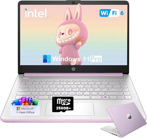 HP 2025 Student Business Laptop Computer - w/1 Year Office 365, 16GB RAM, 128GB UFS & 256GB SD Card, Ai Copilot Intel 4-Core Processor, HD Display, Windows 11 Pro(Rosegold) in Saudi Arabia
