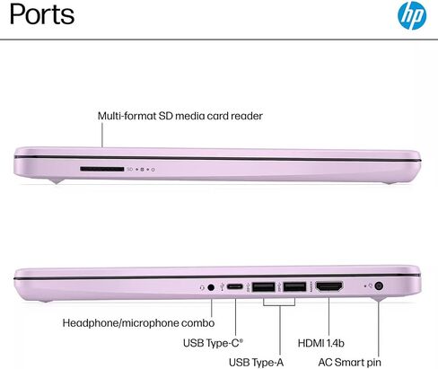 HP 2025 Student Business Laptop Computer - w/1 Year Office 365, 16GB RAM, 128GB UFS & 256GB SD Card, Ai Copilot Intel 4-Core Processor, HD Display, Windows 11 Pro(Rosegold) in Saudi Arabia