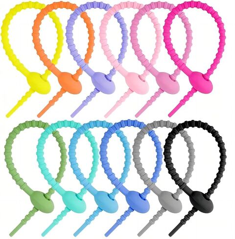 30 PCS Silicone Cable Straps Organizer for Bundling Earphone ، منظم إدارة الكابلات القابل لإعادة الاستخدام ، منظم في المنزل ، المكتب ، المطبخ ، المدرسة ، ألوان متعددة 4.72 في in Saudi Arabia