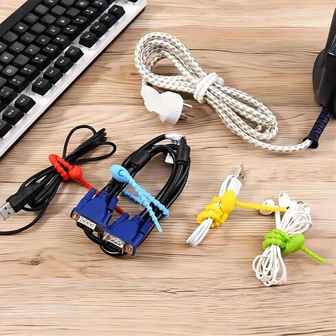 30 PCS Silicone Cable Straps Organizer for Bundling Earphone ، منظم إدارة الكابلات القابل لإعادة الاستخدام ، منظم في المنزل ، المكتب ، المطبخ ، المدرسة ، ألوان متعددة 4.72 في in Saudi Arabia