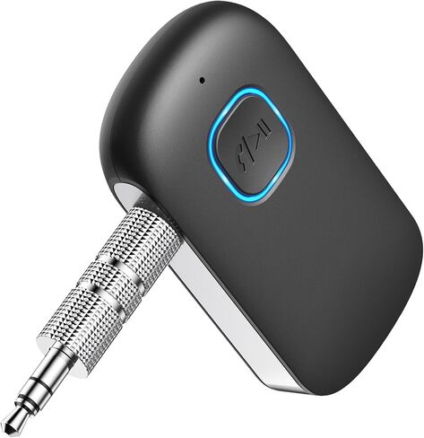محول Aux Bluetooth للسيارة ، تدفق الموسيقى ، المكالمات غير اليدوية ، جهاز استقبال Bluetooth المحمول لاستريو/سماعات الرأس (اتصال مزدوج الجهاز ، عمر البطارية 12 ساعة) in Saudi Arabia