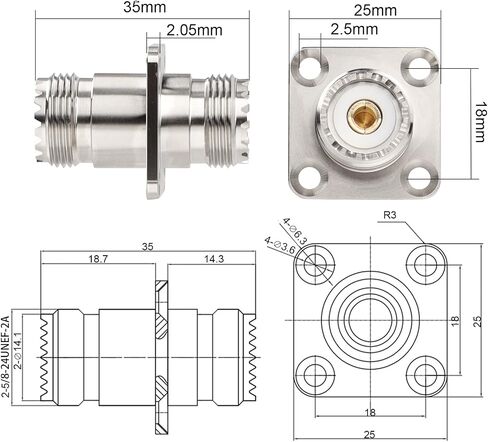 2 حزمة SO239 الموصلات SO239 4 حفرة شفة لوحة هيكل محول جبل UHF أنثى أنثى موصل الحاجز SO-239 لـ PL259 Male Plug in Saudi Arabia
