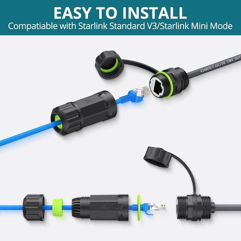 1 PCS Starlink Ethernet Adapter Gen 3/Mini ، مع كابل Ethernet Starlink المضاد للماء ، قابس SPX إلى محول RJ45 ، ناقل حركة 1200 ميجابت في الثانية ، توافق مرن Gen3/Mini و 3rd-Party Poe in Kuwait