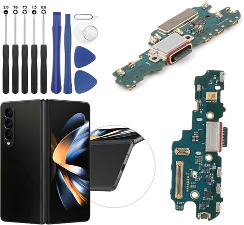 Dock Connector for Samsung Galaxy Z Fold4 Charging Port Flex Cable Replacement for Samsung Z Fold 4 5G F936U USB Charger Dock Board Connector with Tools(Black) in Saudi Arabia