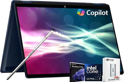 HP OmniBook X Flip 2-in-1 Touchscreen Laptop, 14" 2K AI Copilot+ PC, Intel Evo Platform 8-Core Ultra 7 258V(>Ultra 9 185H), 5MP IR Webcam, Backlit KB, W/Style & 128GB PSD, Win11 Home(16GB|1TB SSD) in Saudi Arabia