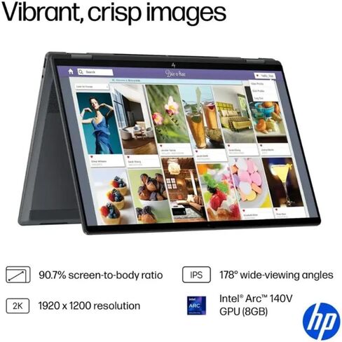 HP Omnibook X Flip 2-in-1 Laptop ، جهاز كمبيوتر محمول على شاشة اللمس ، 16 كيلو بيل ، 2K ، intel core Ultra 7 ، ARC 140V GPU COPILOT+ PC ، 16GB RAM 512GB SSD ، Thunderbolt 4 ، W/3-in-1 ، مع مكتب LIFETIME ، اربح 11 Pro Pro in Saudi Arabia