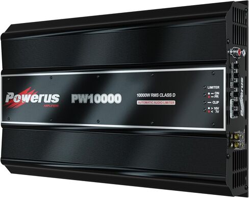 PW10000 1 OHM النطاق الكامل 1 قناة D CLASS D CAR CAR AMPLIFIER ، 10800W RMS @12.6V / 11900W @14.4V ، MONOBLOCK ، BASS BOOST ، HPF / LPF CROSSOVER ، in Kuwait