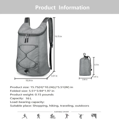 16L Hiking-Daypack Lightweight Outdoor Cycling Foldable Backpack, Storage Bag, Large Capacity Hiking Backpack for Travel Storage Bag in Saudi Arabia