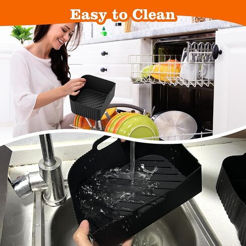 Air Fryer Silicone Liners for Ninja DZ071-3.5qt x2 + 7qt x1- Basket Replacement, Reusable, Dishwasher Safe, BPA Free- Black in Saudi Arabia