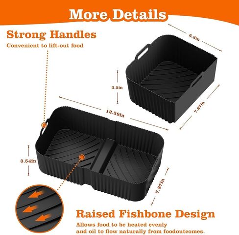 Air Fryer Silicone Liners for Ninja DZ071-3.5qt x2 + 7qt x1- Basket Replacement, Reusable, Dishwasher Safe, BPA Free- Black in Saudi Arabia