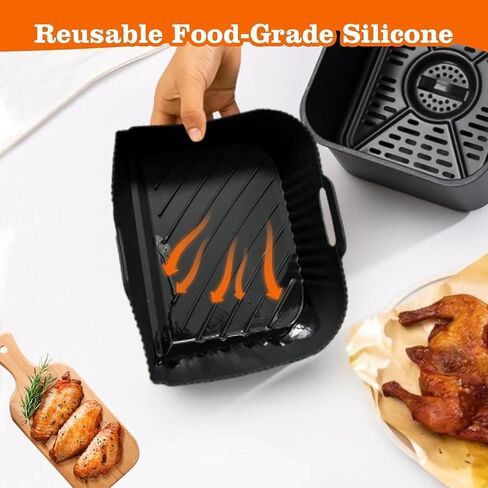 Air Fryer Silicone Liners for Ninja DZ071-3.5qt x2 + 7qt x1- Basket Replacement, Reusable, Dishwasher Safe, BPA Free- Black in Saudi Arabia