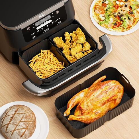 Air Fryer Silicone Liners for Ninja DZ071-3.5qt x2 + 7qt x1- Basket Replacement, Reusable, Dishwasher Safe, BPA Free- Black in Saudi Arabia