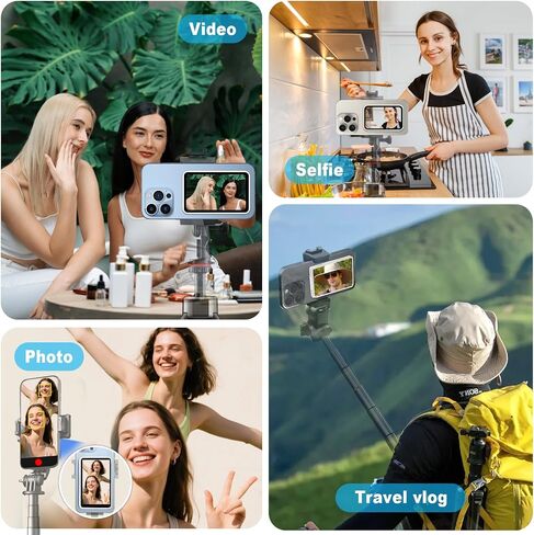 Vlog Selfie Monitor Screen for iPhone/Android, 4K with Magnetic Mount & 36ft Bluetooth Remote, 1800mAh Battery, for Vlogging, TikTok Live, YouTube Streaming in Saudi Arabia