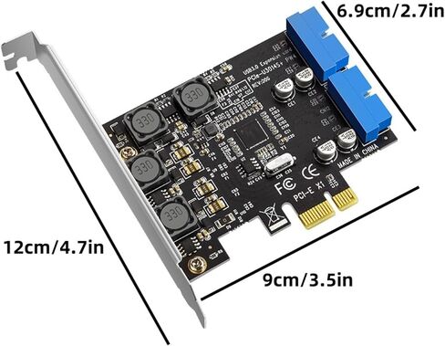 PCIE to Internal 19-Pin Header USB3.0 Expansion Card Up to 5Gbps Data Transfer Support PCI-E X1 X4 X8 X16 for Desktop PC in Saudi Arabia