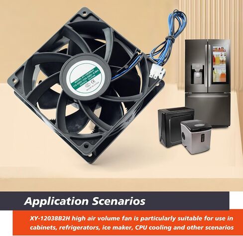 2 Pack XY-12038B2H High Air Volume EC-Fan fit for hte12038d Fan 110V-220V 0.06A 50/60HZ 12CM 120×120×38mm for Ice Maker Cabinet Cooling in Saudi Arabia