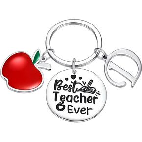 Ursteel Teacher Keychain with Initial, Teacher Application End of Year Teacher Gifts