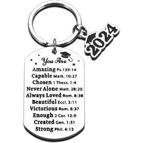 2024 Graduation Gifts for Her Him Class of 2024 Inspirational Gifts Religious Christian Keychains Seniors High School Nurse College Graduation Gifts for Graduate Son Daughter Faith Women Men Keyring