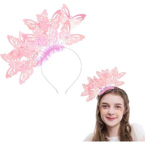 Butterfly Fascinator Headband Tiaras Cosplay Halloween Monarch Costume Tea Party Photo Props Sequins Headpiece Red