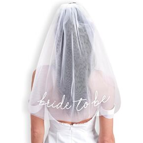 xo, Fetti Bachelorette Bride To Be Embroidered Veil | BachParty Accessory, Bride To Be Headband Decorations, White Headpiece Bridal Shower Gift, Engagement Supplies, Wedding, Bridesmaid Favors