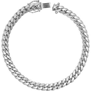 Nuragold 14k White Gold 5mm Solid Miami Cuban Link Chain Bracelet, Mens Jewelry Box Clasp 7" 7.5" 8" 8.5" 9"