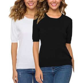 DAIMIDY Women's Pullover Sweaters Soft Tops，Short Sleeves and Long Sleeves
