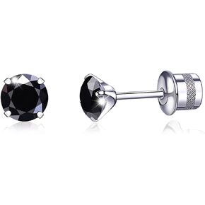Titanium Earrings, Hypoallergenic Screw Back G23 Implant Grade 20G Titanium Simulated Diamond Earrings for Sensitive Ears 5mm 5A Cubic Zirconia Stud Earrings for Girls Women Men