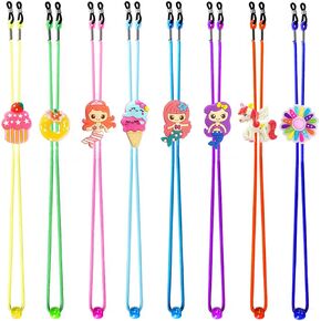 8 Pcs Kids Glasses Strap Mermaid Unicorn Dessert Elastic Anti-slip Eyeglass Straps Multicolor Glasses Retainer Holder Chain for Girls