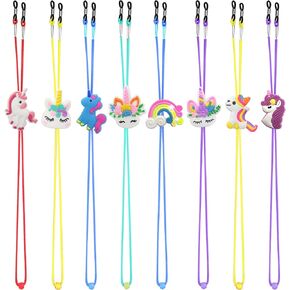 Kids Glasses Strap (8PCS) Unicorn Rainbow Adjuster Stretchy Eyeglass Strap for Boys Girls