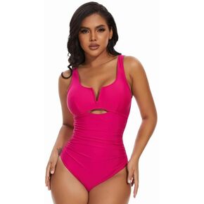 SHAPERIN Women's One Piece Swimsuits Tummy Control Bathing Suit Sexy Cutout Swim Suit Padded Push Up Swimwear Monokini