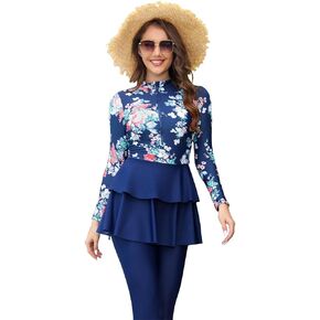 FYMNSI Muslim Burkini Swimsuits for Women Modest Islamic Swimwear Full Body Swimming Dress Tops Pants Hijab 3 Piece Rashguard