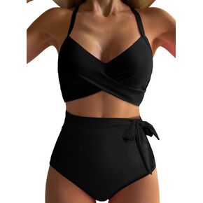 Dokotoo Women's High Waisted Bikini Sets Two Piece SwimsuitTummy Control Bathing Suit Swimwear