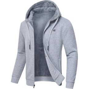 Men's Zip Up Hoodie Heavyweight Fleece Sherpa Lined Sweatshirt Jackets Winter Warm Coats