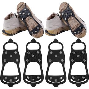 2 Pairs Non Slip Gripper Spike Ice Traction Cleats Walk Traction Cleat Durable Ice Snow Grips for Shoes, Boot with 8 Steel Studs Crampons