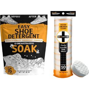 Instant Sole and Sneaker Cleaner, Premium, Disposable, Dual-Sided Sponge for Cleaning, SneakERASERS Overnight Soak, Shoe and Sneaker Cleaner