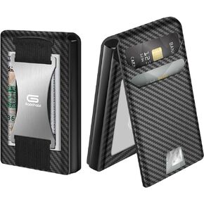 GAOCHALE Wallet for Men with Money Clip [Ultra Slim] Genuine Leather Pop Up Card Holder RFID Blocking 10-14 Cards Capacitiy with ID Window