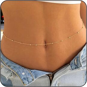 VIROMY Waist Chains for Women, 2PCS 18K Gold/Silver Plated Body Chains for the Waist Gold Adjustable Sexy Bikini Belly Chain Jewelry for Women